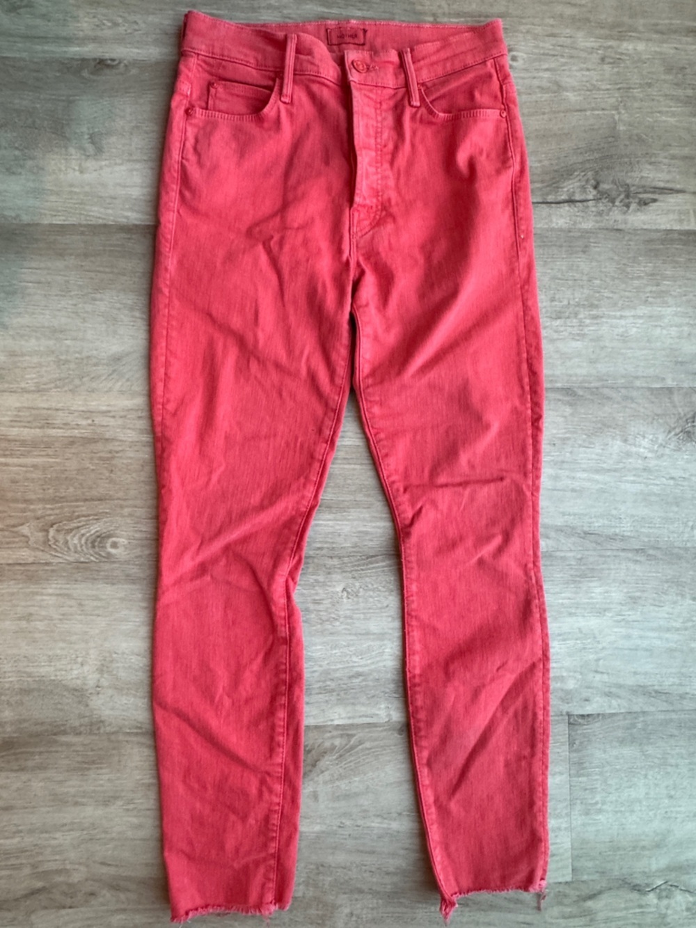 Mother Womens Sz 26 Tomato Red The Stunner Ankle Fray Hem Denim Jeans - Picture 3 of 15